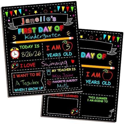 First and Last Day of School Board 10 * 12" Double Sided Reusable Color Painting Chalkboard for Kindergarten Pre-K