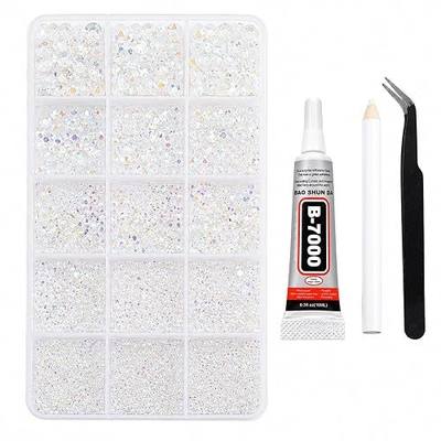 12000Pcs White Clear AB Rhinestones for Bedazzling Kit Crafts | 2/3/4/5/6MM Mix Sizes Bedazzling Resin Gems for Crafting,Crystal Bedazzler Kit for Nail Book Shoes