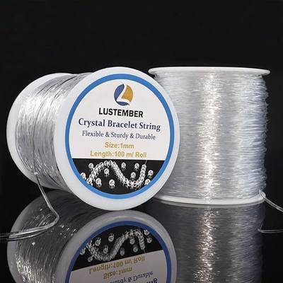LUSTEMBER 1 mm Stretchy Bracelet String, 2 Rolls Durable Elastic String, Clear Bead Cord for Bracelets, Necklaces, Beading, and Jewelry Making (200 m)