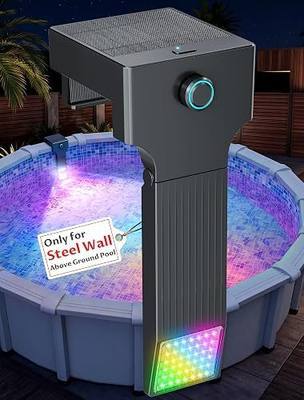 Solar Pool Lights for Above Ground Pools(Steel Wall Only), 1 Pack | 10-Color 4-Mode Led Poside Lights, Auto Dusk Sensor, Remote, Timer off, Waterproof Design