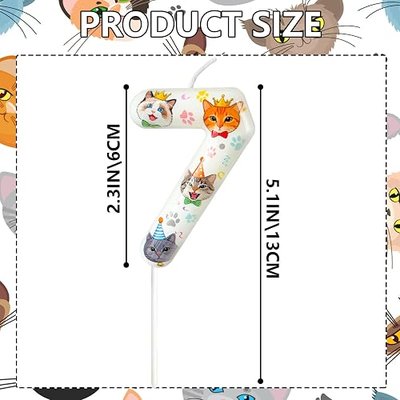 Party Cat Number Candle, Pet Themed Birthday Number Candle, Paw Print Cake Topper, Decorative Cake Decoration for Cat Lover Celebrations, Themed Gatherings & Casual Events (7)
