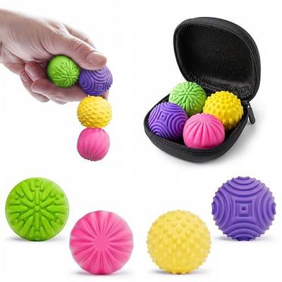 4-Pack Silicone Sensory Magnetic Fidget Balls, for Adults & Teens | Quiet, Candy Color, 4 Distinct Textures, for Stress Relief, Anxiety, Focus, Hand Therapy & Massage