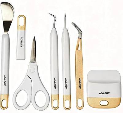 Craft Vinyl Weeding Tools Set,Craft Vinyl Tools Kit,Gold 6pcs Weeding Kits | For Silhouette/Cricut/Siser, Compatible with Oracal 631 651 751 Vinyl