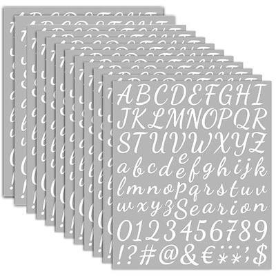 12 Sheets 1008 Pcs Vinyl Letters Numbers Stickers Kit, 1 Inch Waterproof Self Adhesive DIY Cursive Sticker Alphabet Number Letter Decals for Sign, Craft, Door, Mailbox, Office, Classroom Decor (White)