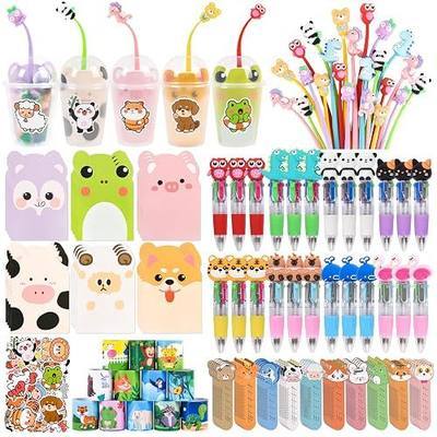 244 Pcs Birthday Goodie Bags Return Gifts for Birthday with Cups Stress Relief Bobblehead Pens 4-in-1 Pens Notebook Bookmark and Stickers for Classroom Return Gifts Goodie Bags Rewards Prizes