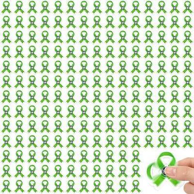 Arrowbash 200 Pcs Mental Health Awareness Fidget Spinners Bulk Acrylic Green Ribbon Fidget Spinners Mental Health Awareness Month Gifts for Women Men Charity Public Social Event Welfare Supplies