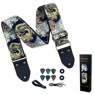 Premium Patterned Guitar Strap - Adjustable for Acoustic Electric Bass Guitars, Best Gifts for Kids & Guitarists