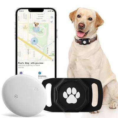 Smart Pet Tracker for Collar - Dog Tracker Pet Location Tracker with Holder | Real-Time Location, No Monthly Fee/ SIM Card, Work with Android Only (Not for IOS), Ultra-Slim, IP68 Waterproof Holder, Black