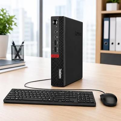 Lenovo ThinkCentre Mini Desktop Computer with AMD Processor & Graphics, 8GB DDR4 RAM, 128GB SSD, Windows 11, Wi-Fi, Bluetooth, 2X DisplayPort, RJ-45 Port, USB, for Daily Work, Wired Keyboard & Mouse