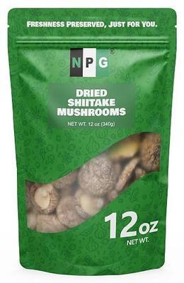 NPG Whole Shiitake Mushrooms 12 oz (340 g), Dried Mushrooms | 110+ Whole Mushrooms, rich umami flavor, perfect for soups, stir-fries, ramen, hot pot and mushroom broth