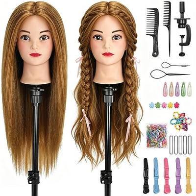 26" Mannequin Head with Hair for Hairdressing Training and Hair Styling