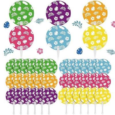 Lineshading 36 Pcs Hawaiian Luau Party Decorations Handheld Fans Summer Hawaiian Luau Party Favors Round Plastic Fans Bulk Decorations