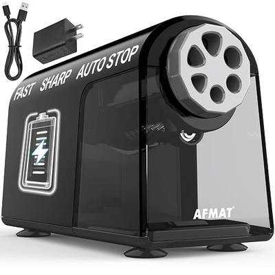 AFMAT Electric Pencil Sharpener for Classroom, 6 Holes, Cordless & Rechargeable, Fast Sharpen, Auto Stop, 10K+ Uses, Heavy Duty Pencil Sharpener for 6-11mm No.2/Large/Colored Pencils