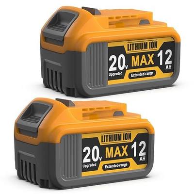 2-Pack 12Ah Replacement for Dewalt 20V Max Battery Compatible with High Capacity Batteries 20 Volt Baterías Cordless Power Tools DCB205 DCB203 DCB200 DCB201 DCB204 DCB206 DCB207
