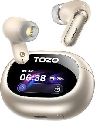 TOZO NC20 Pro Active Noise Cancelling Wireless Earbuds, Smart LCD Screen | LDAC Hi-Res Audio, Stereo Bass, 6 Mics AI Call Ear Buds, 80H Playtime, IPX8 Waterproof, 32 EQ via App, Wireless Charging