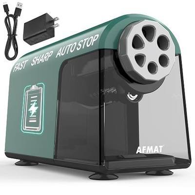 AFMAT Electric Pencil Sharpener for Classroom, 6 Holes, Cordless & Rechargeable, Fast Sharpen, Auto Stop, 10K+ Uses, Heavy Duty Pencil Sharpener for 6-11mm No.2/Large/Colored Pencils