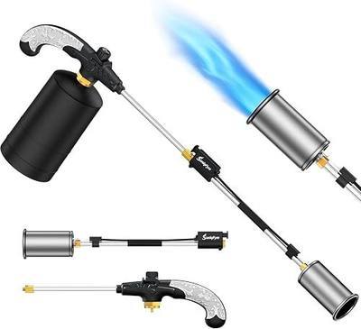 Weed Torch, Propane Torch Weed Burner with Detachable Long Arm, Rubber Grip & Flame Control Valve for Garden, Snow Road, Roofing, Outdoor (Propane Tank Not Included) NEW3