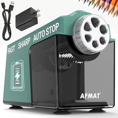 AFMAT Electric Pencil Sharpener for Classroom, 6 Holes, Cordless & Rechargeable, Super Fast, Auto Stop, 10K+ Uses, Heavy Duty Pencil Sharpener for 6-11mm No.2/Large/Colored Pencils