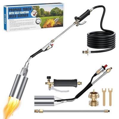 Propane Weed Torch Burner with Self-Igniting, 11.5FT Hose | Heavy Duty Flame Weeder with Turbo Trigger, Adjustable Flame Control for Driveway, Garden, Yard, Wood, Fire Starting, Black