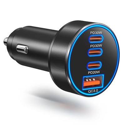 Car Charger USB C, 98W 4-Port Fast Car Phone Cigarette Lighter USB Charger | Multiport 12V-24V USB Outlet,Car Adapter Plug,for iPhone 17/16/15 Pro Max,Galaxy S26/S25/S24 Ultra,Tablet, Android(Black)