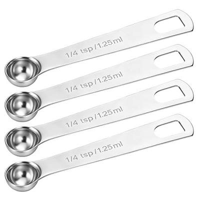 4 PCS 1/4 Teaspoon Measuring Spoon, 1.25 Ml, 1/4 Tsp Measuring Spoon | Stainless Steel Measuring Spoons for Precise Cooking, Baking and Spices Measurements