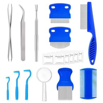 14 Pcs Tick Removal Tool & Flea Lice Comb for Dogs, Cats & Humans