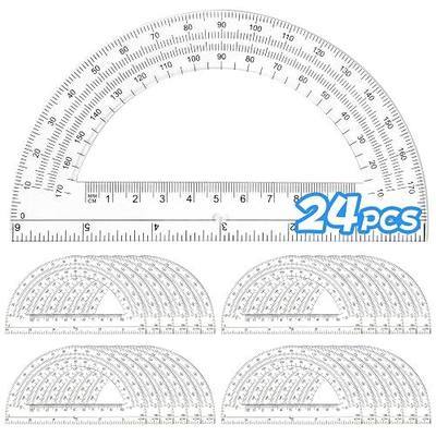 24 Pack Clear Plastic Protractors Bulk, 6 Inch Math Protractor 180 Degrees | Bulk for Classroom, Angle Measurement, Compass Geometry Tool, School and Teachers Must Have, Classroom School Office Supplies