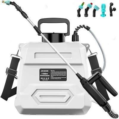 DEGGE Battery Powered Sprayer 2 Gallon, 7.4V Powerful Electric Pump Sprayer | Weed Killer Sprayers with Rechargeable Handle & 5 Mist Nozzles & Retractable Wand & Adjustable Strap for Lawn, Garden, Yard