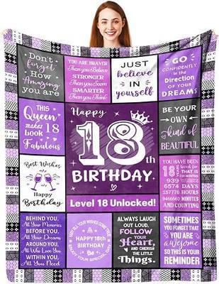 18 Years Old Birthday Blanket Gifts for Girls Daughter Sister, Purple | Personalised 18th Birthday Flanell Blanket Decorations Gifts for 18 Years Old Girls Best Friends, Niece 60"X50"