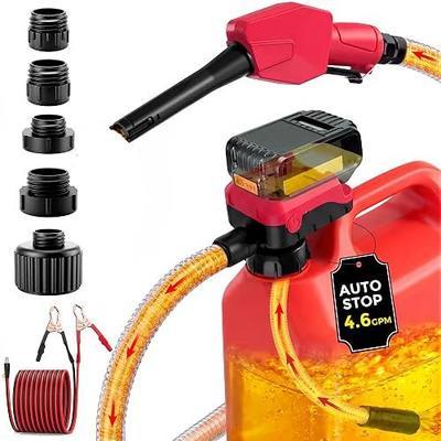 Redane 4.6GPM Cordless Fuel Transfer Pump with Auto-Stop & Hand Nozzle | Compatible with DeWalt 20V & Milwaukee 18V Batteries, Portable Gas Can Pump Leak-Proof Design with 59" Hose & 5 Adapters