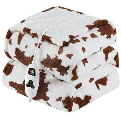 Heated Blanket Throw,Highland Cow Brown Electric Blanket