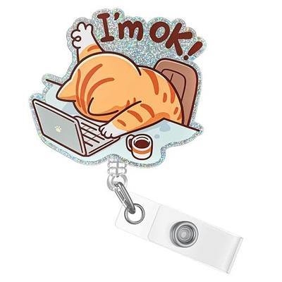 Uniclife Cute Badge Reel, Nurse Badge Reel, Retractable Badge Reels for Nurses, Retractable Badge Holders for ID Badges, Acrylic Badge Clip with Belt Clip, Cartoon Cat Design