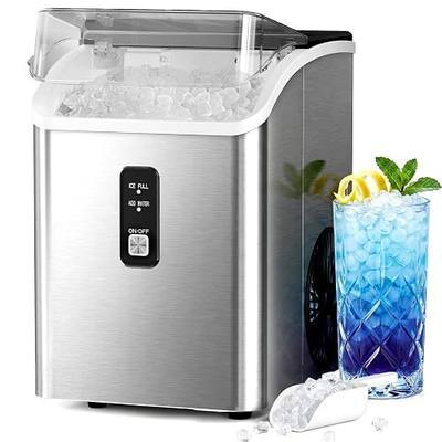Antarctic Star Nugget Ice Maker Countertop, Pebble Ice Makers with Soft Chewable Ice,35Lbs/24H, Portable Sonic Ice Machine with Ice Scoop, Self-Cleaning for Home Kitchen Office, Stainless Steel Silver
