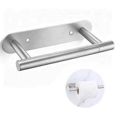 Lairuier Brushed Nickel Toilet Paper Holder, Adhesive & Screw Wall Mount | Toilet Roll Holder, SUS304 Stainless Steel Double Post Pivoting Toilet Tissue Holder for Bathroom, Kitchen, Washroom