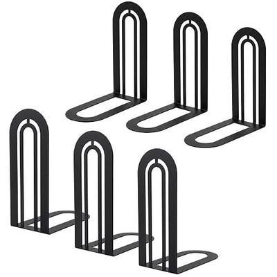 Book Ends for Shelves Set of 6, Black Modern Minimalist Metal Bookends Decorative Book Holder for Home Office Desk Bookshelf Decor Book Shelf Organizer