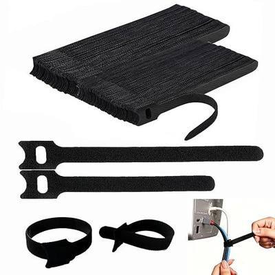 100 PCS (50Pcs 6" + 50Pcs 8") Reusable Cable Ties, Adjustable Cord Straps | hook and loop cable ties for Home, Office & Data Center Organization, Black