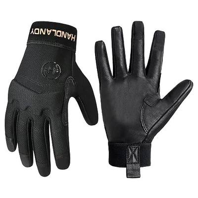HANDLANDY Tactical Leather Gloves for Men, Cowhide Palm with Knuckle Guard | Skin Tight For Airsoft, Shooting, Motorcycle, Hunting, Hiking, Impact Resistant, ACF