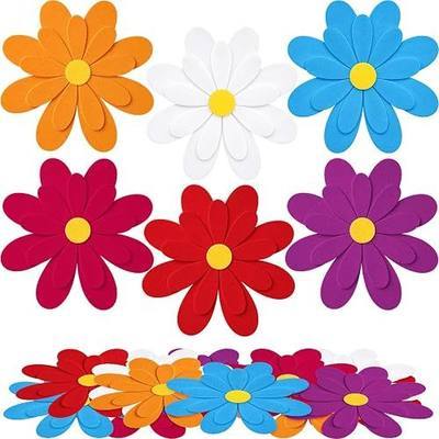 Frienda 12 Pack 14inch Large Felt Daisy Wall Decoration Multistory 3D Flower Decor Mats for Summer Groovy Hippie Birthday Party Retro Bulletin Board Wall Decal(14 x 14 Inches, Daisy, Colored)