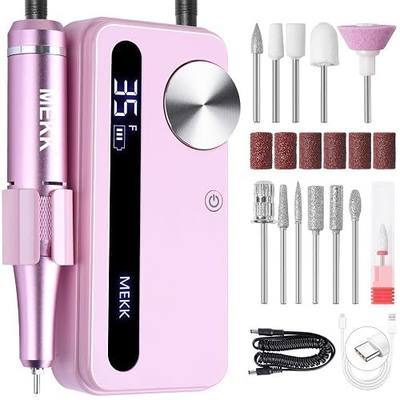 Nail Drill Kit,35000RPM Electric Nail Drill Professional Electric Nail File with 12PCS Bits,Anti-Shaking Cordless E Filer for Nails with LCD Display,Home & Salon (Light Pink)