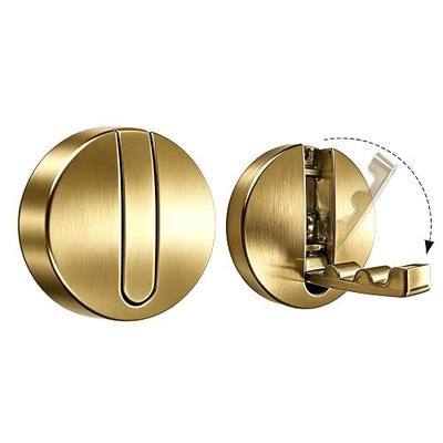 Foldable Shower Towel Coat Hooks 2PCS, Heavy Duty Metal Wall Hooks | Multi Purpose Wall Mounted Hanging Hooks for Bathroom Entryway, Brushed Gold