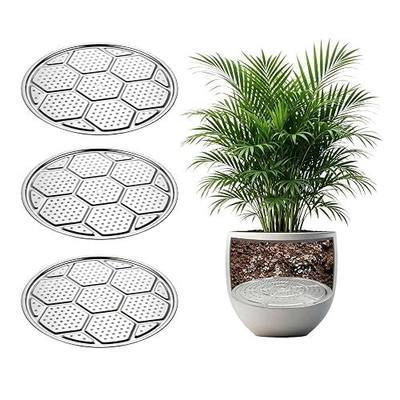 Set of 3, 16.5-inch Stainless Steel Round Plant Pot Risers | Drainage Holes, Suitable for Large Tall Flower Pots, Removable Pot Accessories