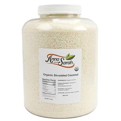 Anna and Sarah Organic Unsweetened Medium Shredded Coconut, 6 lb Jar | No Preservatives, Naturally Delicious, Premium Quality, Perfect for Baking & Recipes