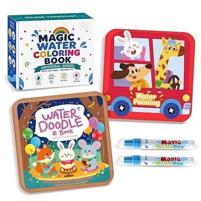 Paint with Water Kits Vehicles Reusable Water Coloring Books | featuring 2 pack vehicles and amusement park theme water books with toy-grade cardboard and 2 pens for toddler travel