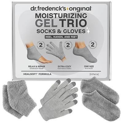 Dr. Frederick's Original Moisturizing Gel Trio – 3 Pairs Gel Socks & Gloves – Hand & Foot Spa Gift Set for Women & Men – Self Care – Heel, Full-Foot, Full-Finger – Overnight Hydrating Moisturizing