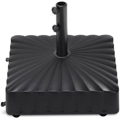 Best Choice Products 123lb Capacity Fillable Mobile Umbrella Base Heavy Duty Market Stand for Patio, Deck, Poolside w/ 4 Wheels, 2 Locks, 2 Knobs, Wind-Resistant Scallop Design - Black