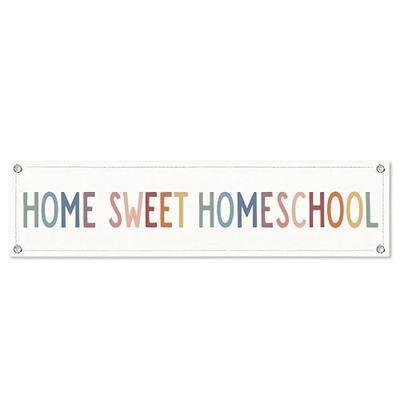 Home Sweet Homeschool Wall Decor Canvas Banner for School 7.8x31.5 | Homeschool Wall Decor for School Classroom, Colorful Quote Wall Hanging Sign for Study Space Playroom Learning Corner
