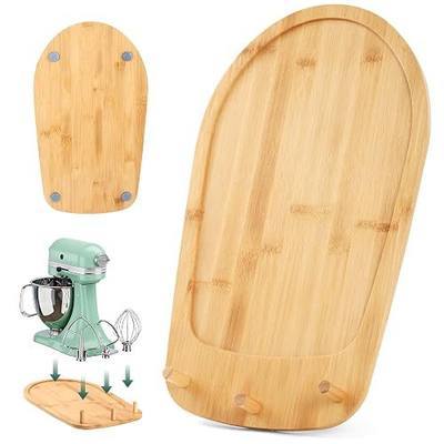 2-in-1 Stand Mixer Slider for KitchenAid 4.5-5 Qt | Upgraded Appliance Slider Mat for Kitchenaid Premium Solid Bamboo Scratch-Resistant Surface, Built-in Storage Tray