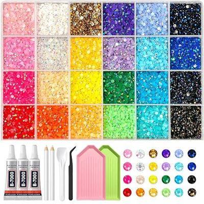 36000Pcs Jelly Rhinestones Bedazzling Kit, 24 Colors 3mm Resin Flatback Gems with 3Pcs 10ml B7000 Jewelry Glue & Tools, Bedazzler Kit for DIY Arts & Crafts Gifts