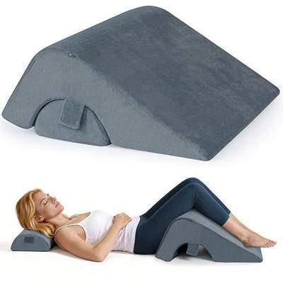 Ganondorf Knee Pillow for Back Sleeping, Premium Foam Wedge Pillow for Legs, Leg Elevation Pillow with Removable Washable Cover, Triangle Pillow for Knee, Hip & Back Support, Grey