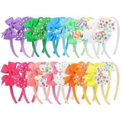 20 Pieces Bow Headbands for Girls Ribbon Hair Bow with Head bands for Toddlers Kids Children Hair Accessories for Party School Birthday Gift for Girls